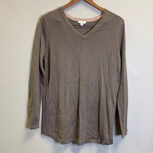 J. Jill Taupe and Pink Knit Top